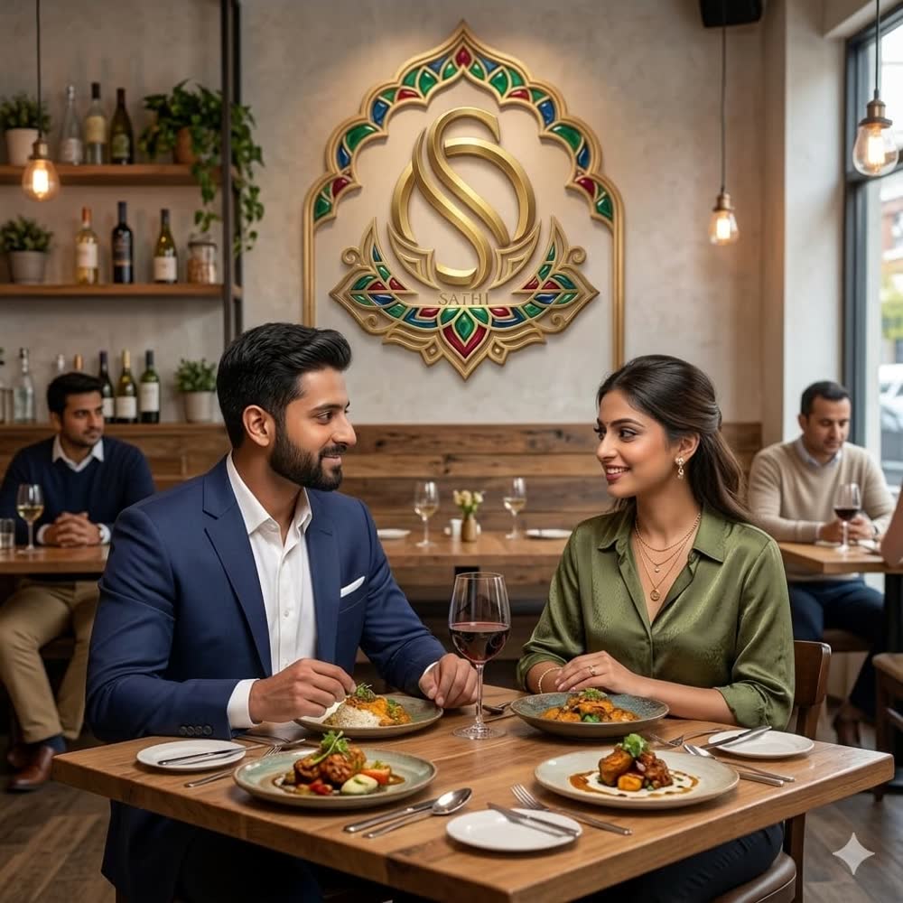 A couple enjoying dinner together at a restaurant